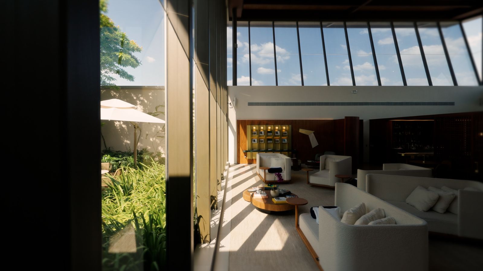 Lounge under the folded roof